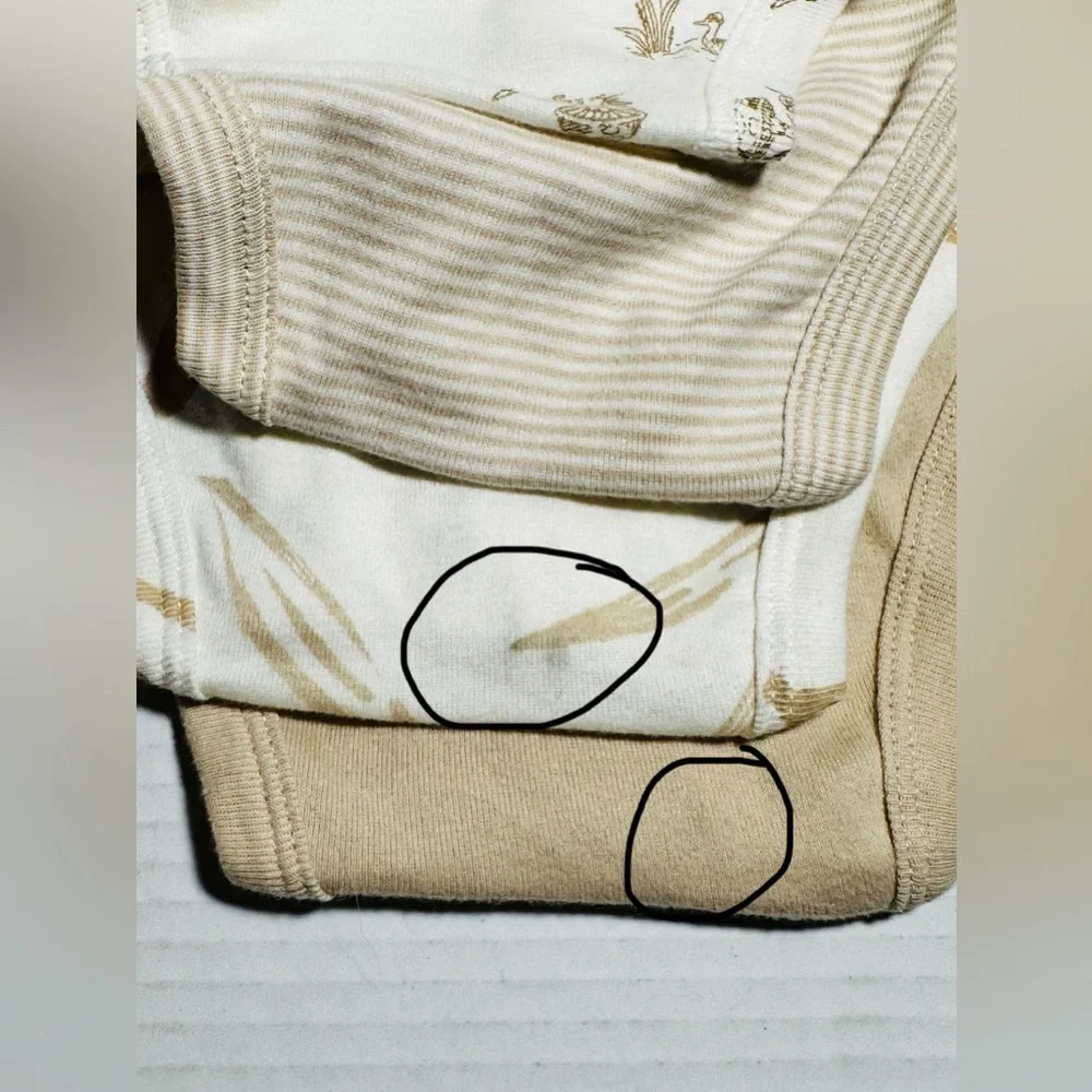 Carters Bodysuits 4 Piece Gender Neutral Colors Size‎ 9M Ducks Stripes Tan Beige